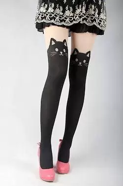 Kitty thigh high socks