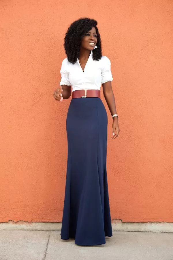 Formal summer maxi skirt outfit