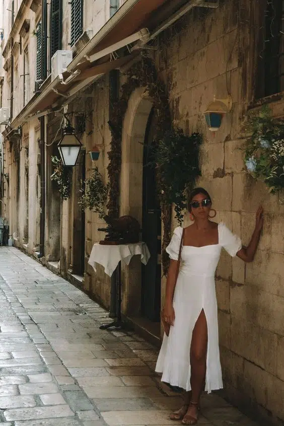 Elegant white dress for dinner