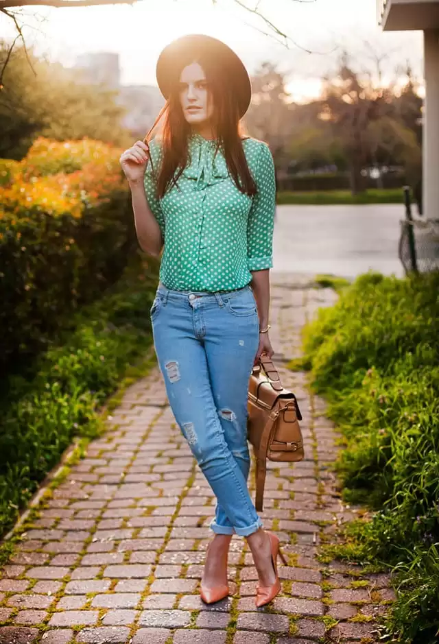 POLKA DOT MINT BLOUSE