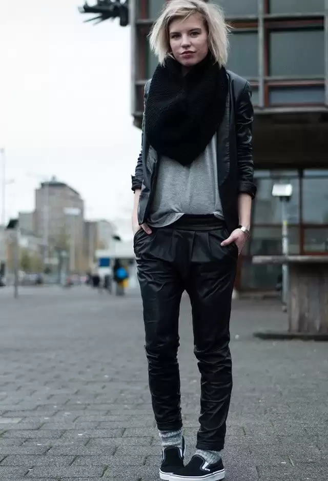 Leather baggy pants