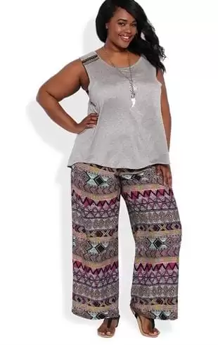 Plus size palazzo pants dark women