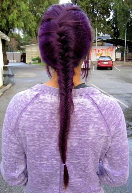 Purple Fishtail Braid