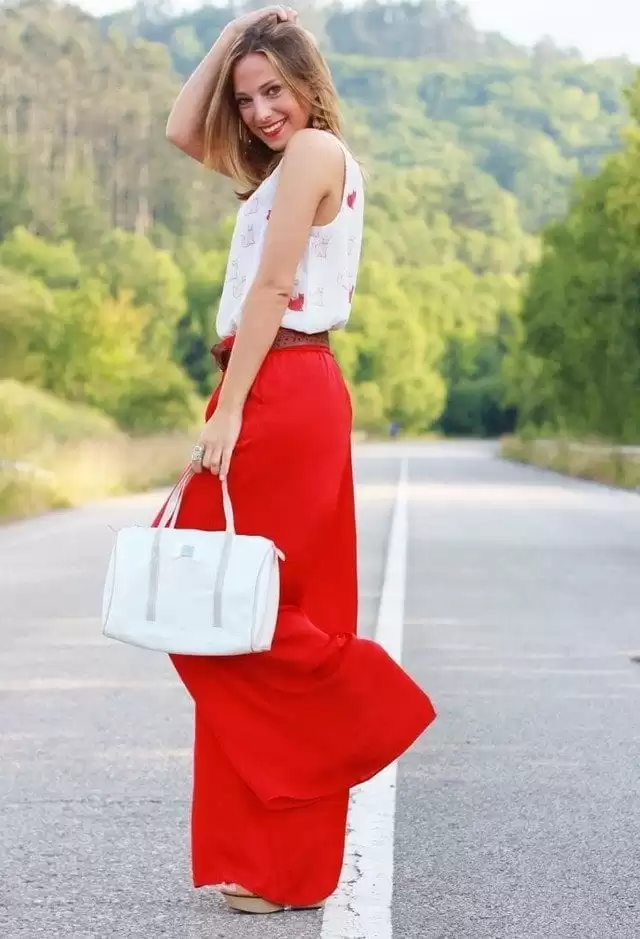 red palazzo pants