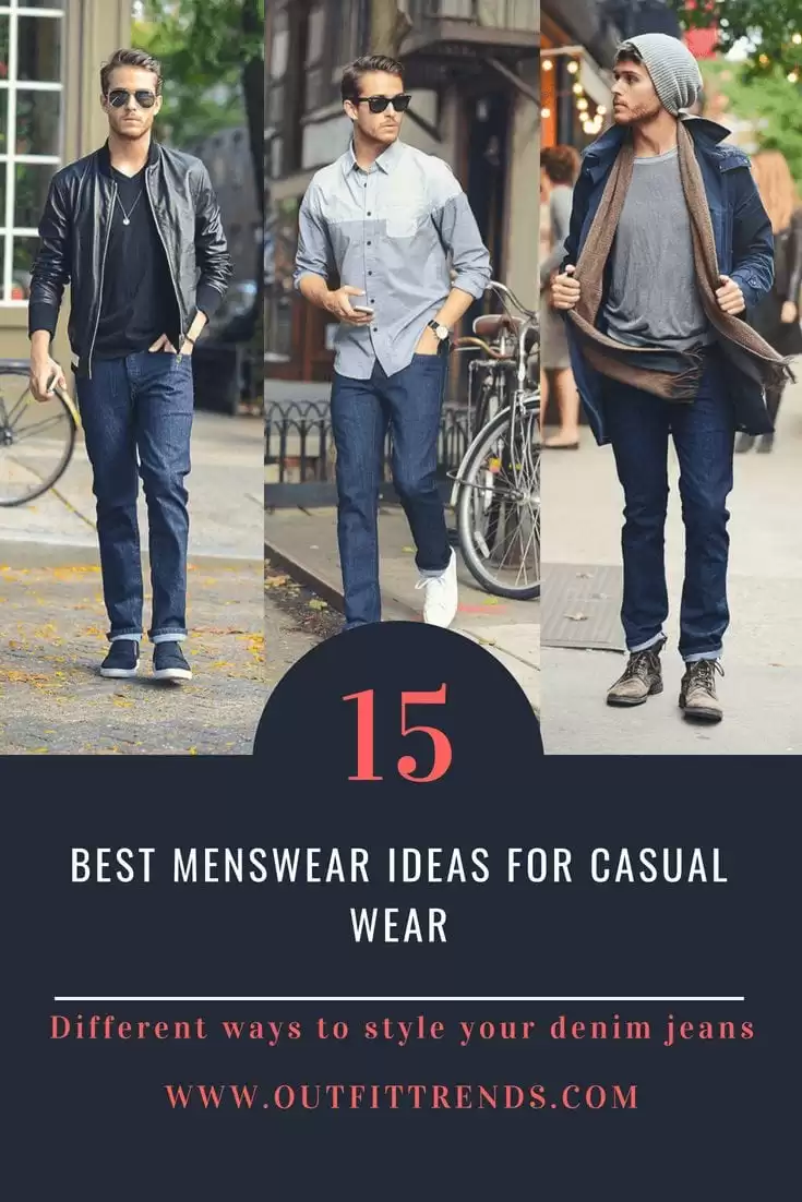 casual outfits for guys with denim jeans