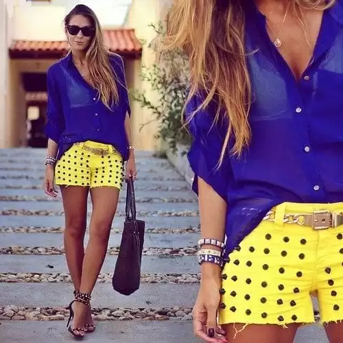 yellow studded short