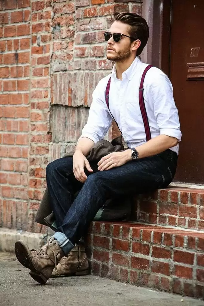 mens outfits with suspenders