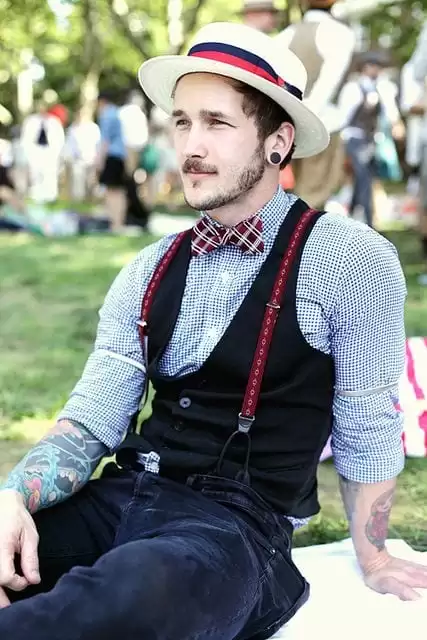 men outfits with suspenders