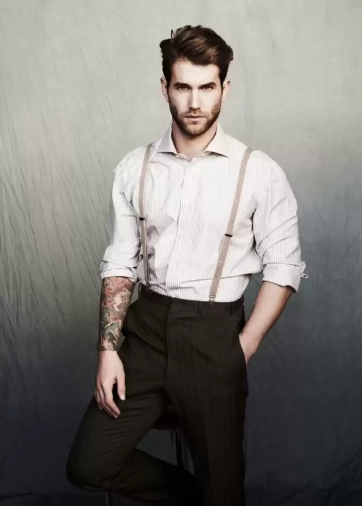 men outfits with suspenders