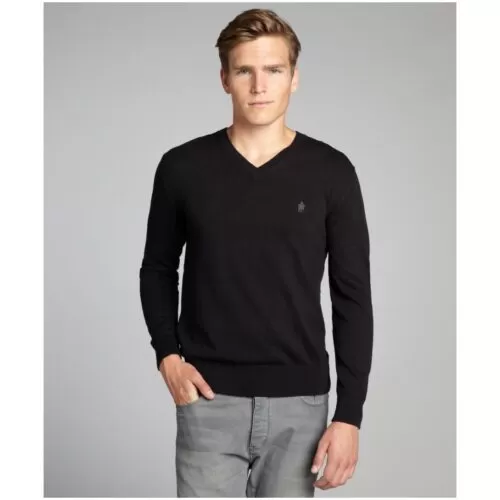 879-French-Connection-men-s-black-cotton-Auderley-v-neck-sweater-1