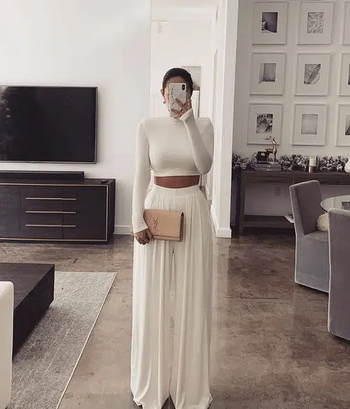 white wide leg pants outfits for women