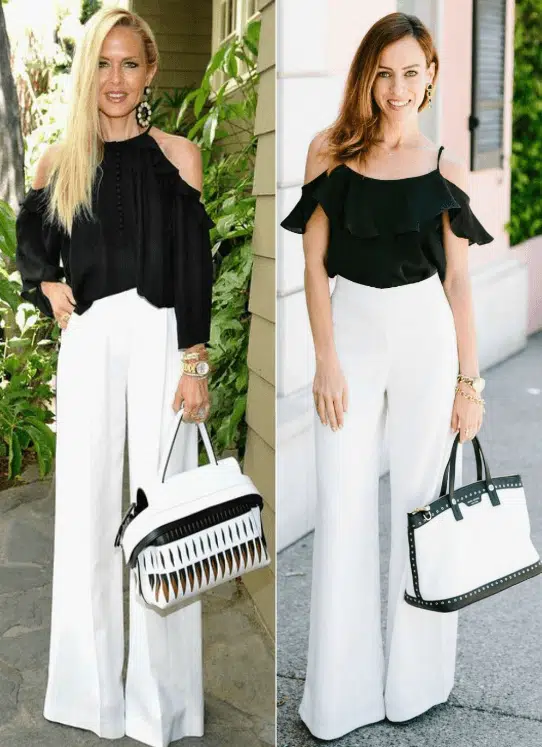 white wide leg pants outfits for women