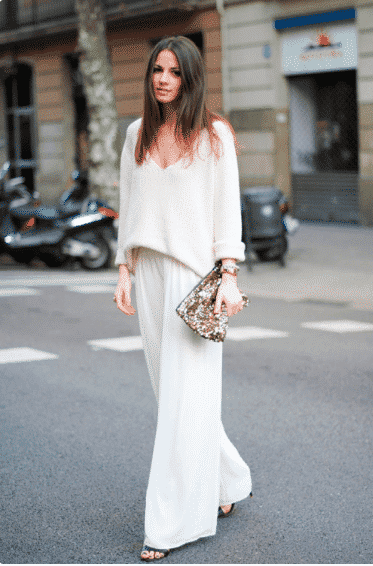 white flared palazzo pants