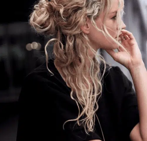 Beach Brown Waves with Half-Up Bun Style