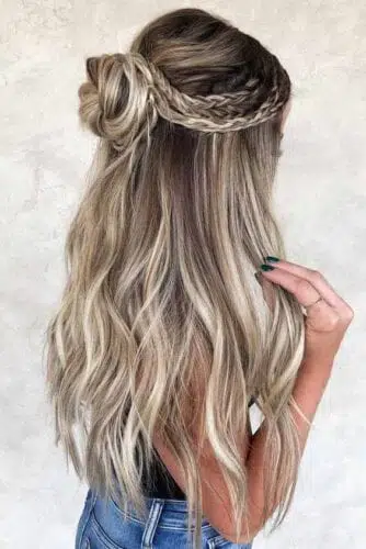 Half Up Bun with Highlights