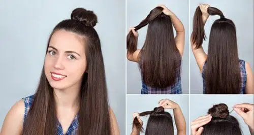 Half Up Buns for Straight Hair