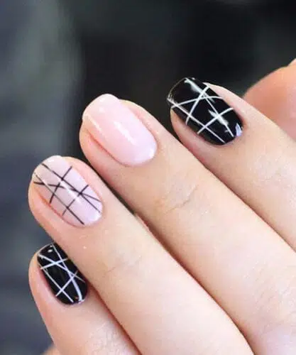 Geometric Nail Art in White