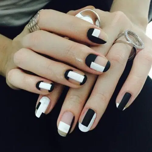 Geometric Nail Art in White