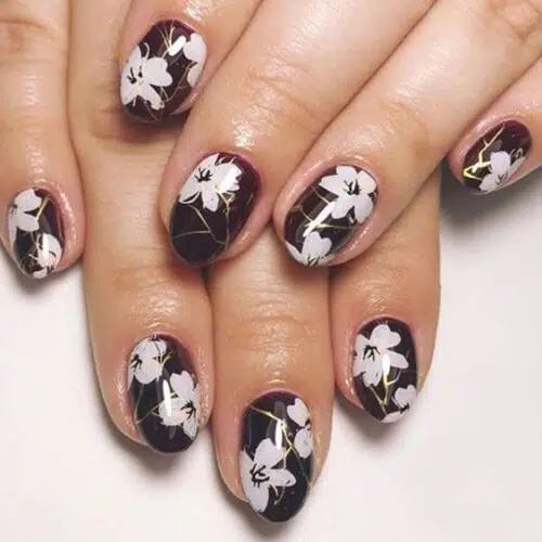 White Floral Nail Art