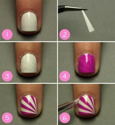 White Nail Art Tutorial With Tape