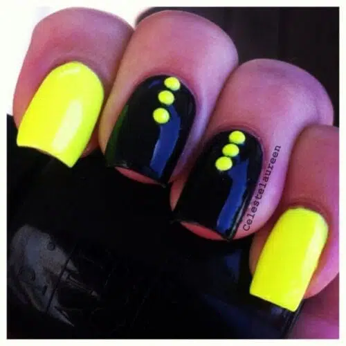 White Nail Art with Neon Color6