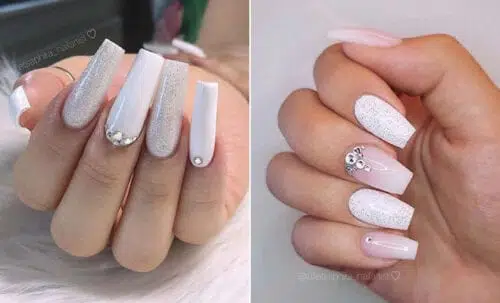 glitter white nail art designs