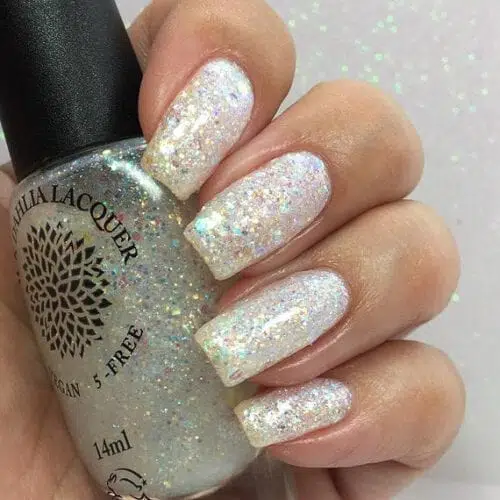 Glitter White Nail Art