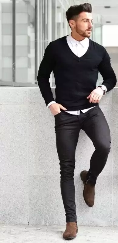 black jeans outfits for men