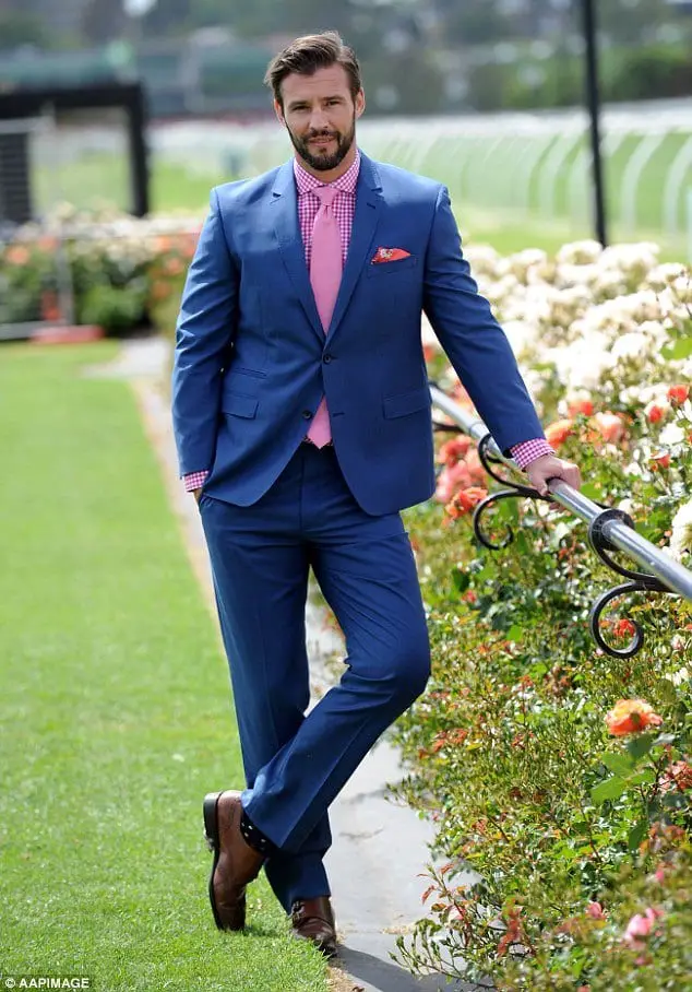 Blue Suit And Brown Shoes With Pink Shirt 1 
