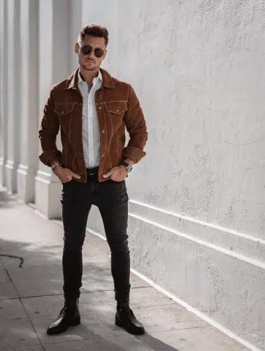 men suede jacket outfits