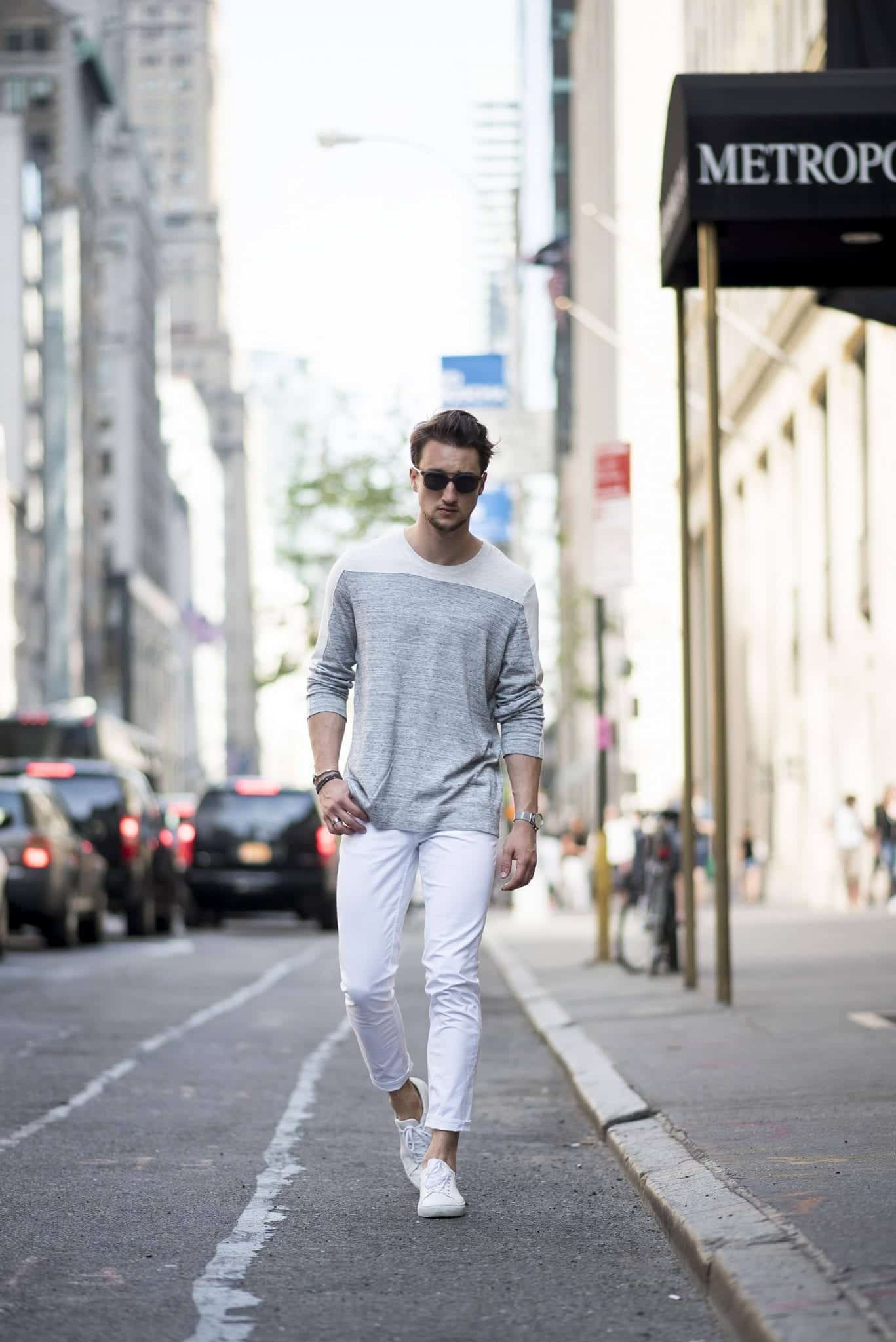 White Jean Outfits for Men-Top 25 Ideas for White Jeans Guys