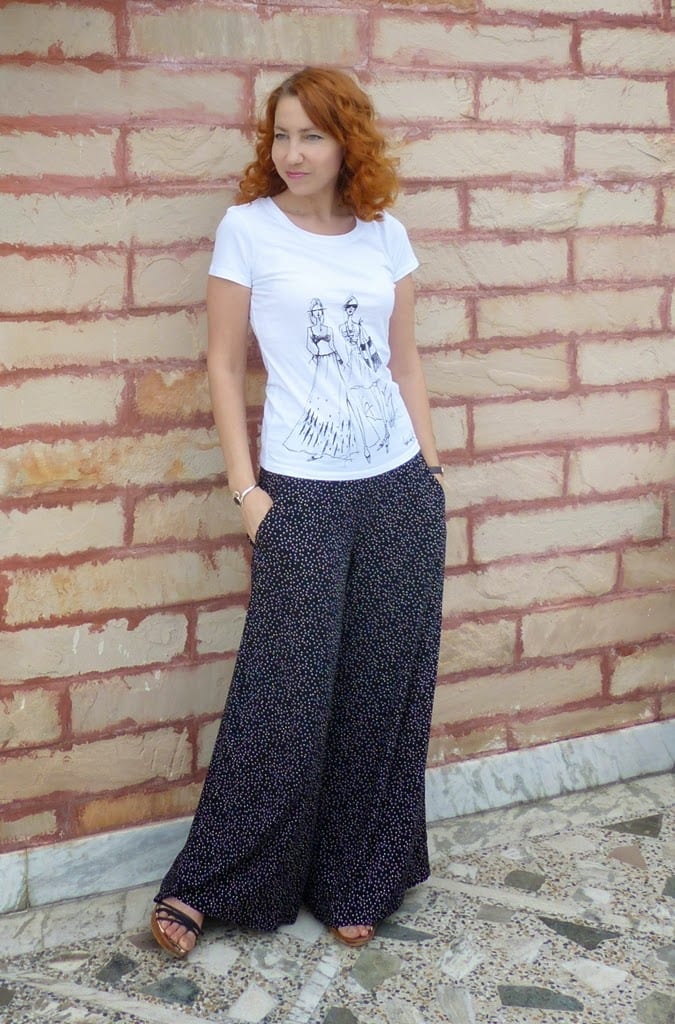 short top with palazzo pants