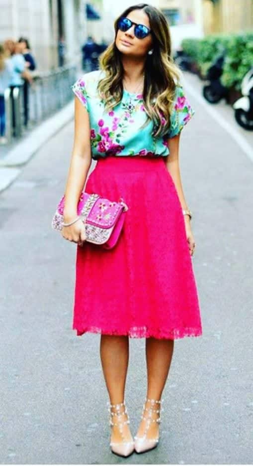 Outfits with Pink Skirts-30 Ideas How to Wear Hot Pink Skirts