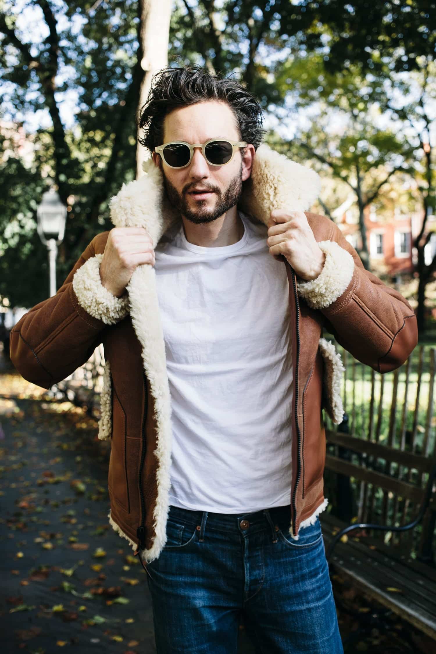 Men Shearling Jacket Outfits-22 Ways To Wear Shearling Jacket