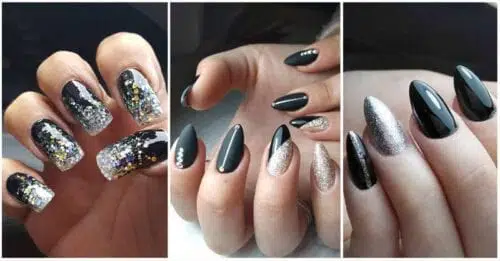 Black and Silver nail art 