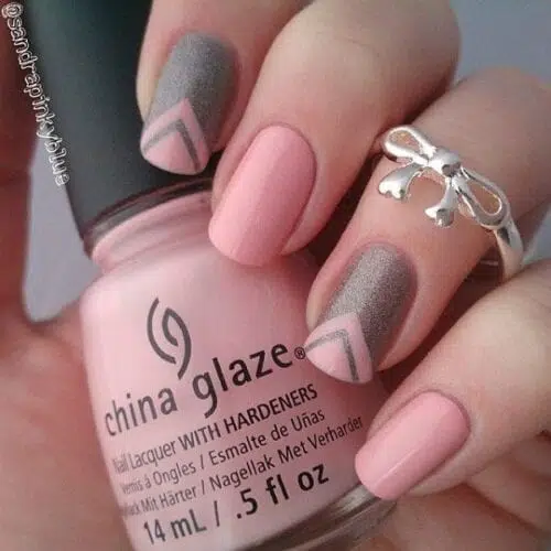 Grey and Pink nail art