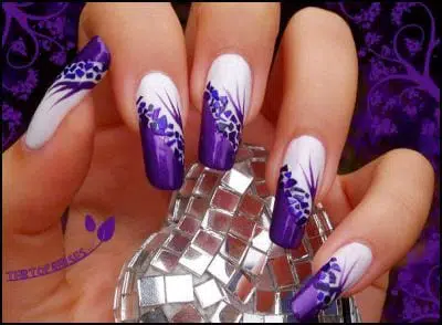 Purple and White Nail Art