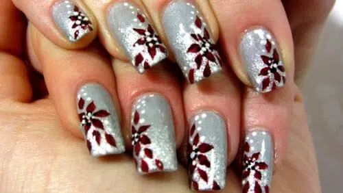 Winter Florals nail Art Tutorial