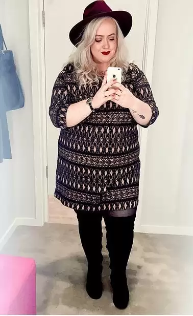 Plus size outfits with thigh high boots