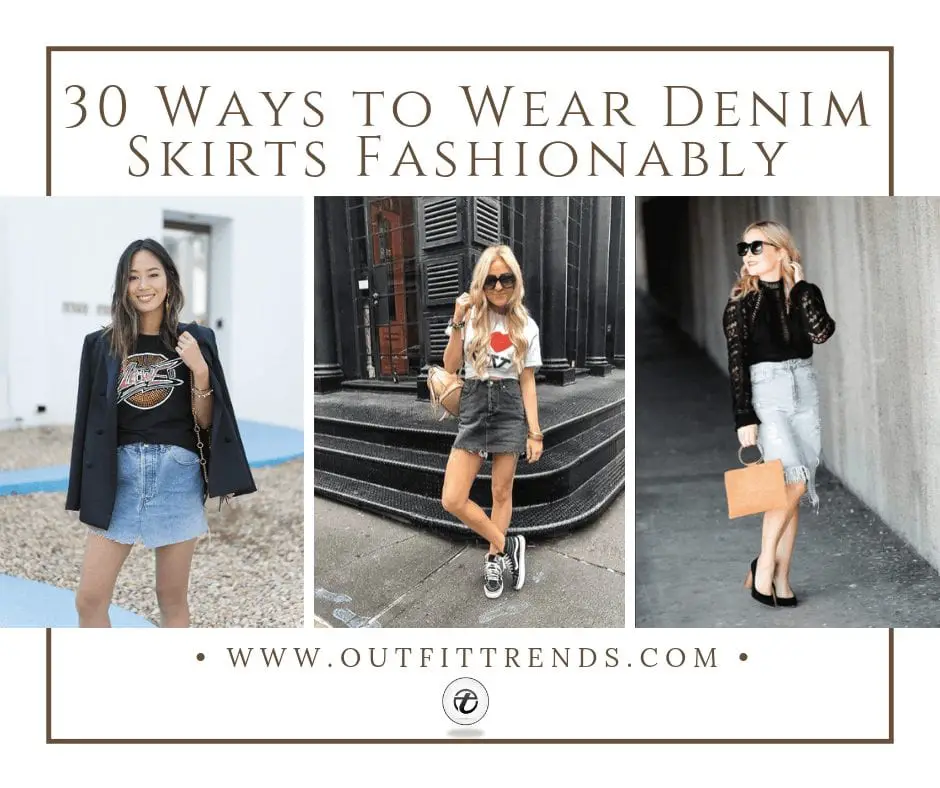 how to style high waisted denim skirt