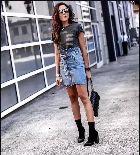  Outfit with Jeans Skirt