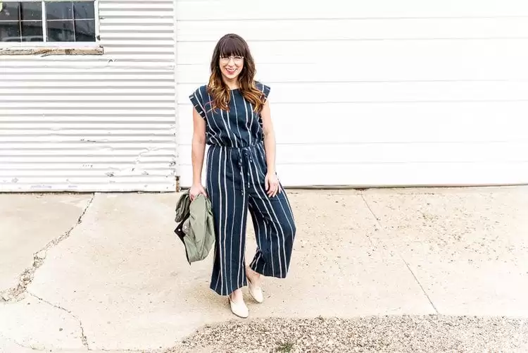 what shoes to wear with striped jumpsuit