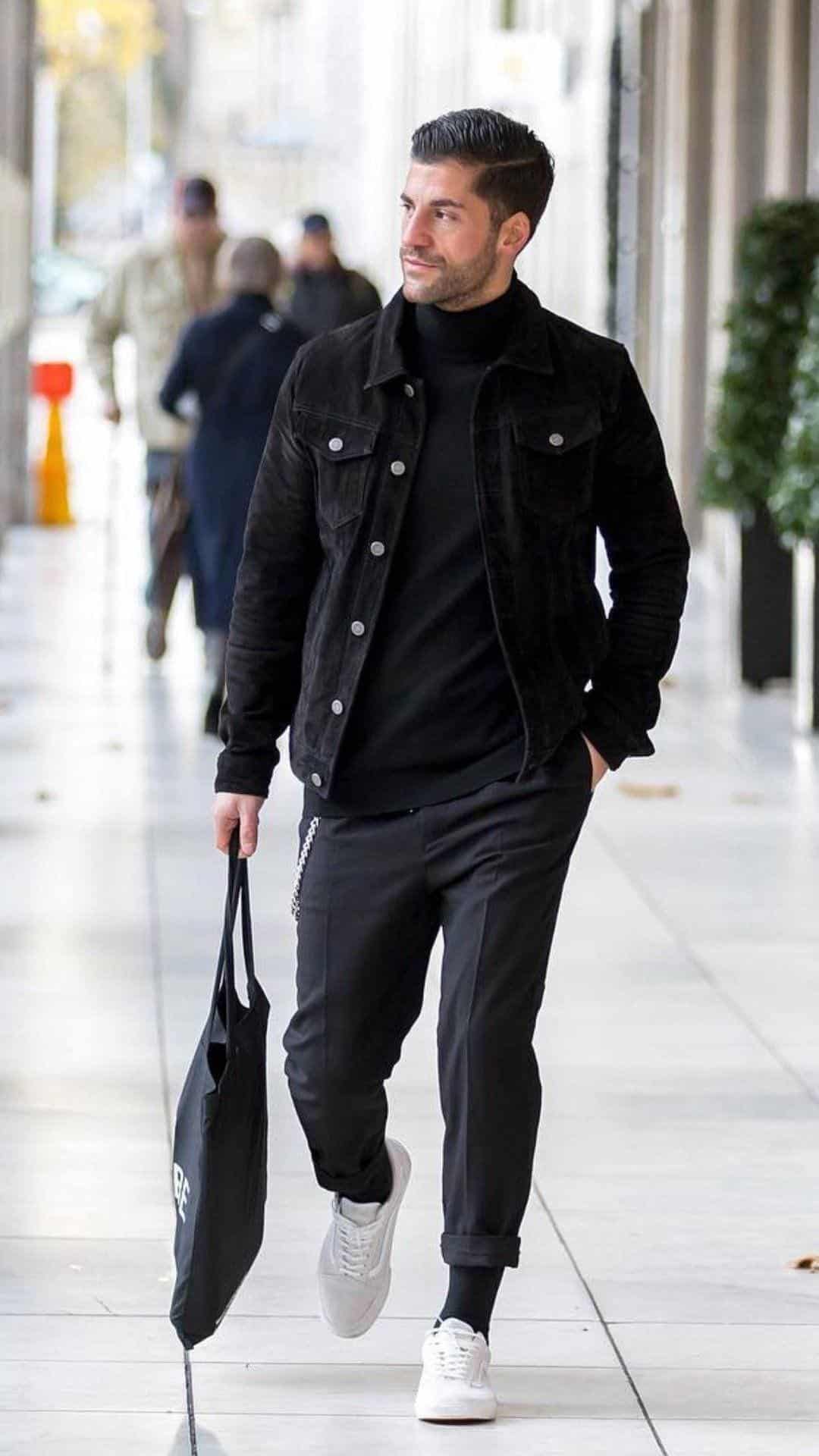 black jacket outfit for men