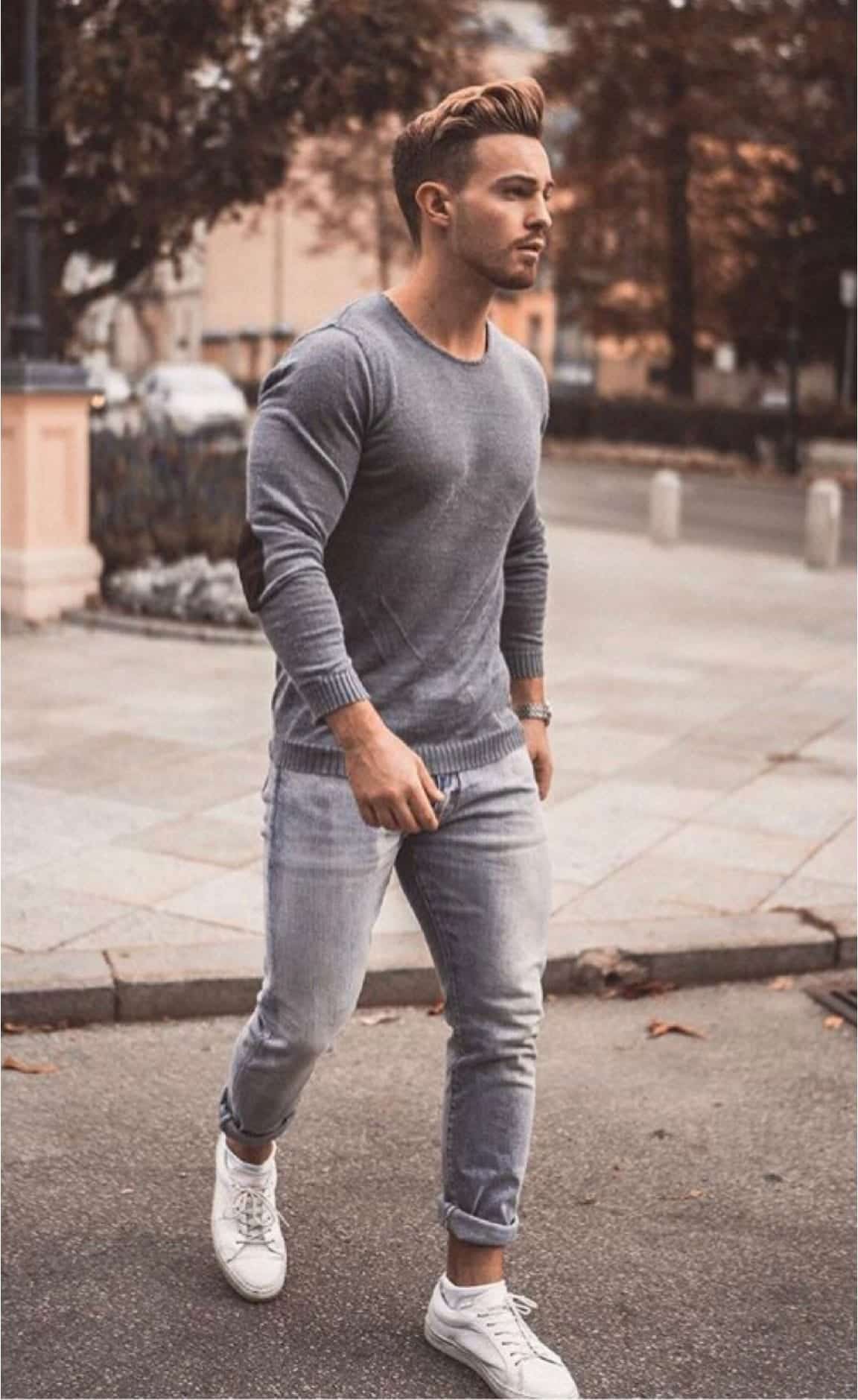 How to style grey jeans for men 21