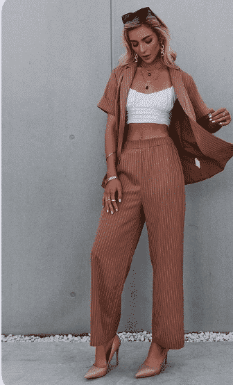 Women's pinstripe pant on sale suit