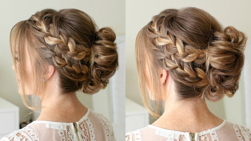 Side French Braid Bun