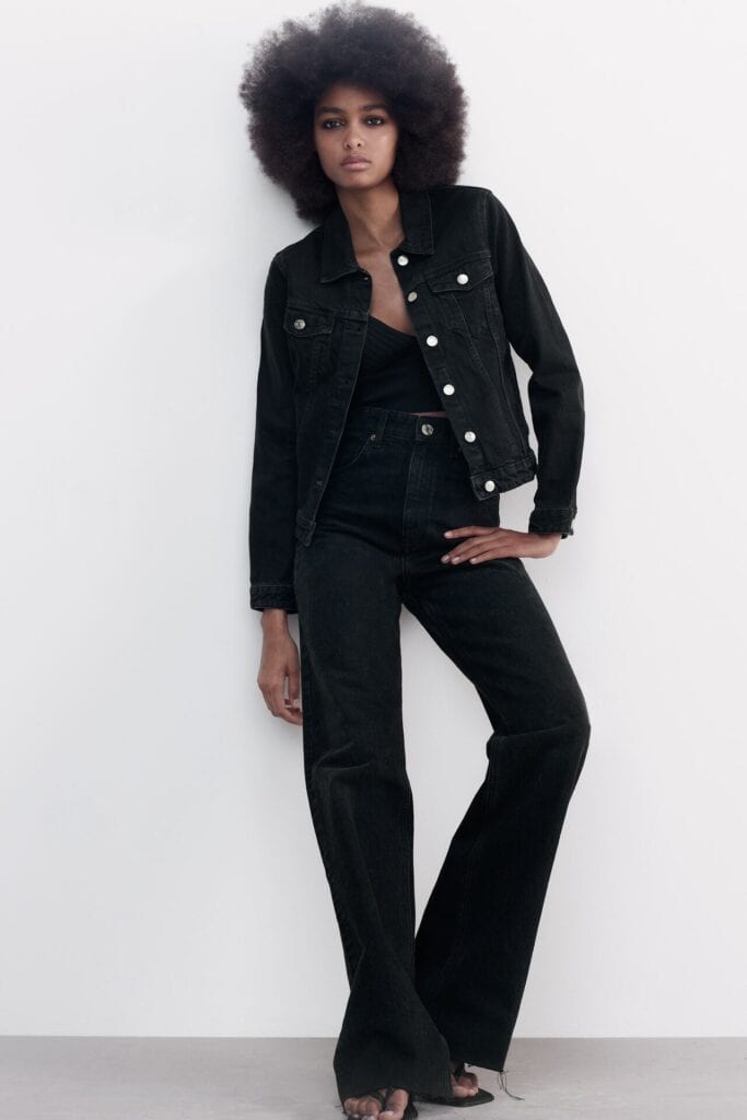 black denim jacket outfits for women