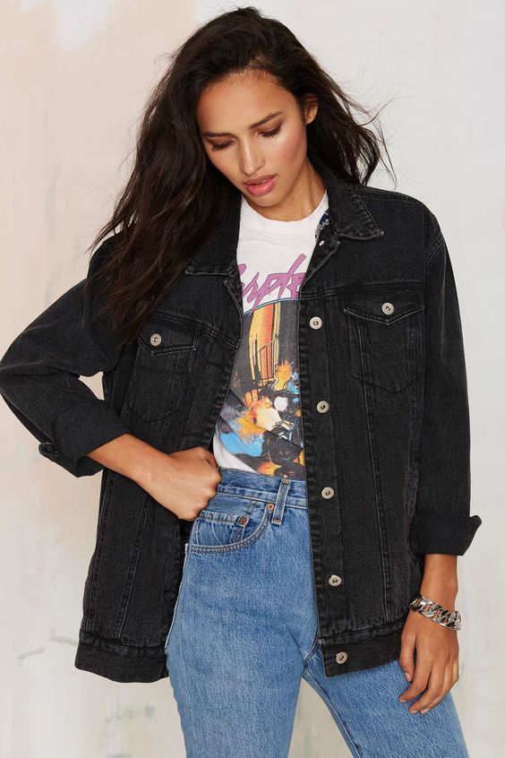 Black Denim Jacket Outfits