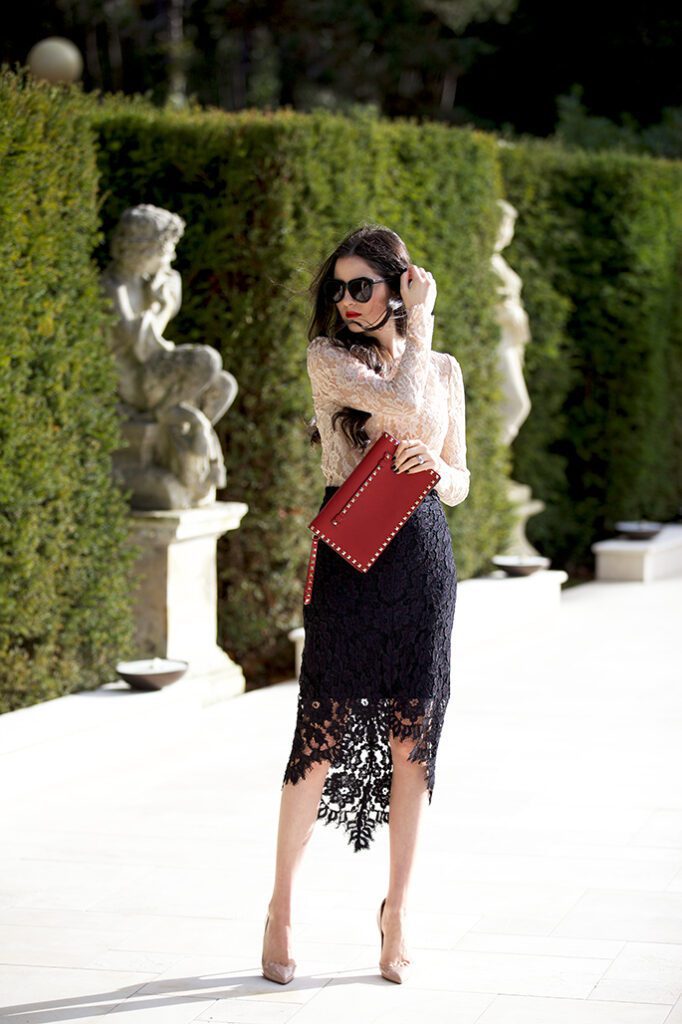 Black skirt shop lace outfit