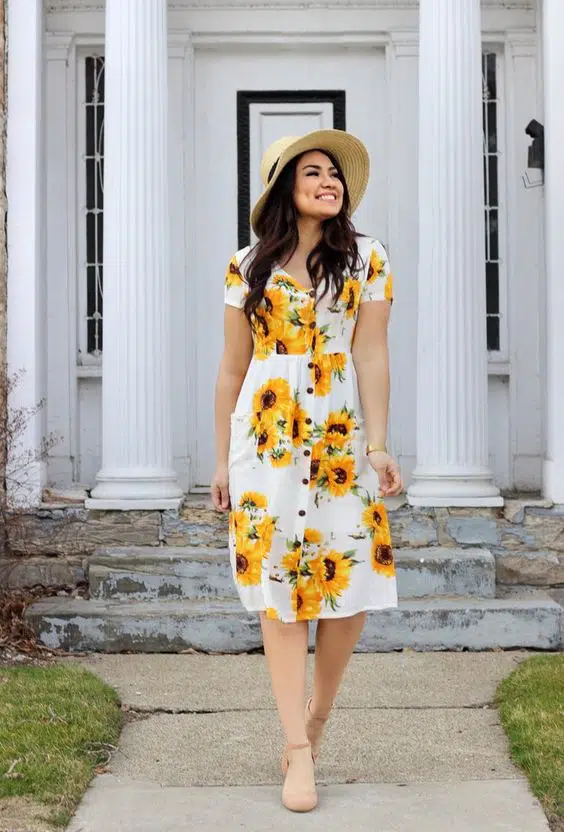 white floral dress